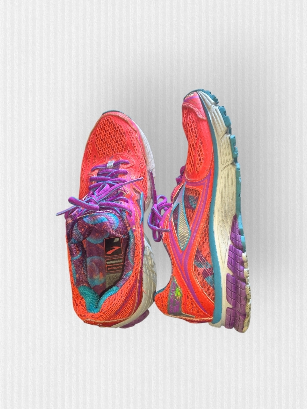 Brooks Women's Coral and Purple Lace Athletic Running Shoes